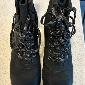 Sorel Black Lace Wedge Booties